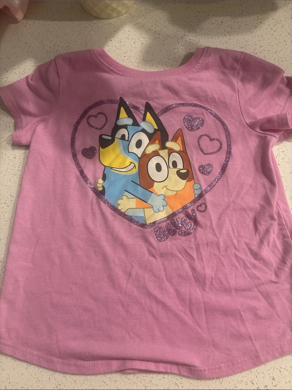 Girls Pink Short-Sleeve Bluey & Bingo Heart Graphic Tee